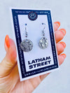 SILVER TONE PLANET EARTH CHARM EARRINGS