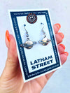 SILVER/GOLD SATURN CHARM EARRINGS