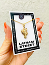 GOLD TONE CACTUS CHARM NECKLACE