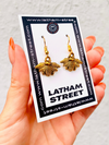 GOLD TONE HONEY BEE CHARM EARRINGS