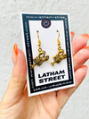 GOLD TONE LOBSTER CHARM EARRINGS