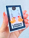 MULTICOLOR RUBBER DUCK CHARM EARRINGS