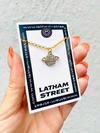 GOLD TONE Y2K DIAMANTE SATURN CHARM NECKLACE