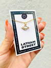 WHITE/BLUE SPARKLE SATURN CHARM NECKLACE