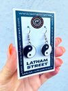 SILVER TONE YIN+YANG CHARM EARRINGS