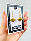 SILVER/GOLD SATURN CHARM EARRINGS