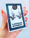 SILVER TONE RETRO EAGLE CHARM EARRINGS