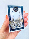 SILVER TONE XL CHINESE DRAGON CHARM EARRINGS