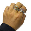 4xSilver Tone Funky Ring Mega Mix