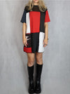 Red Alert Patchwork Oversized Branded Tee Dress